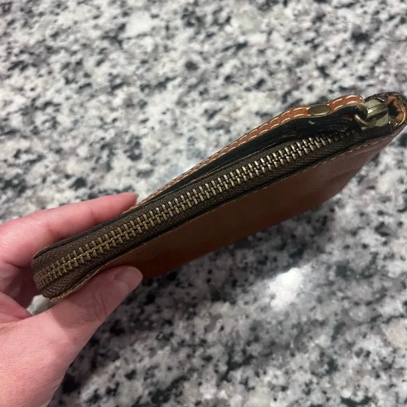 Patricia Nash Leather Wristlet / Zip Pouch – Brown ✨ - Picture 3 of 11